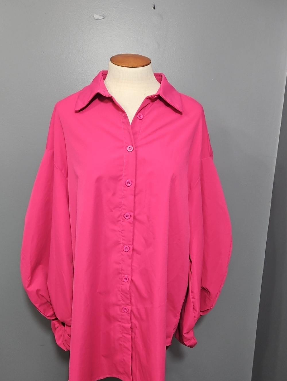 Shein Curve, Hot Pink, Pop Of Color, Voluminous Sleeves, Size 1X, Spring